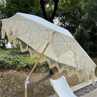Tassel-Vertical-Outdoor-Parasol-Wooden-Pole