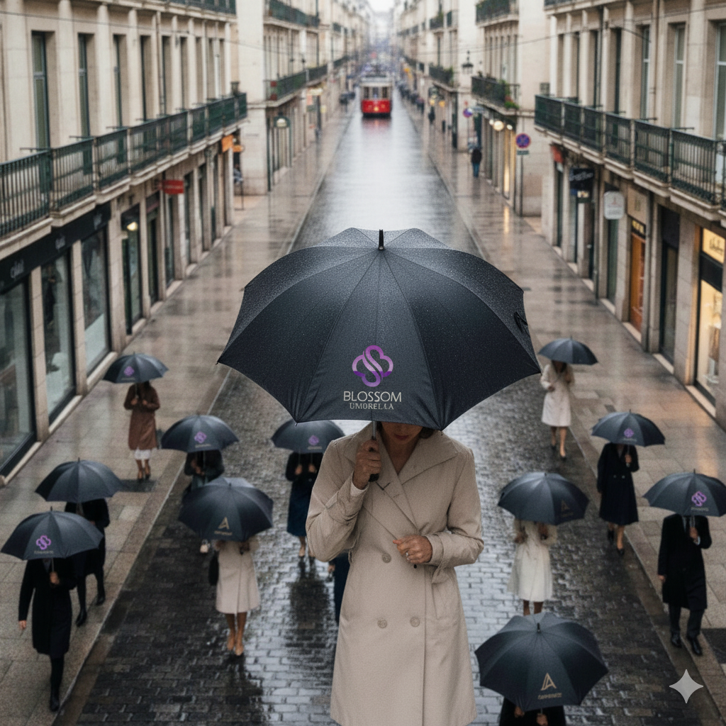 An artistic shot of an open umbrella drying on a clean floor or porch, away from direct heat.
