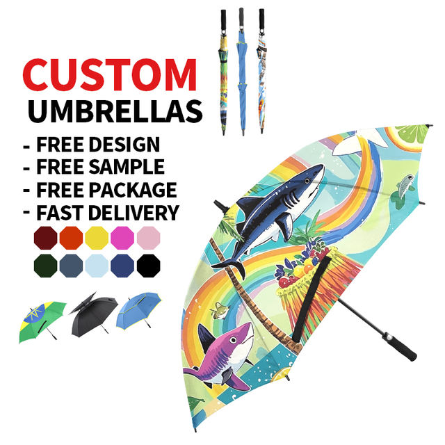 Custom 62 Inch Double Canopy Windproof Golf Umbrella with Logo
